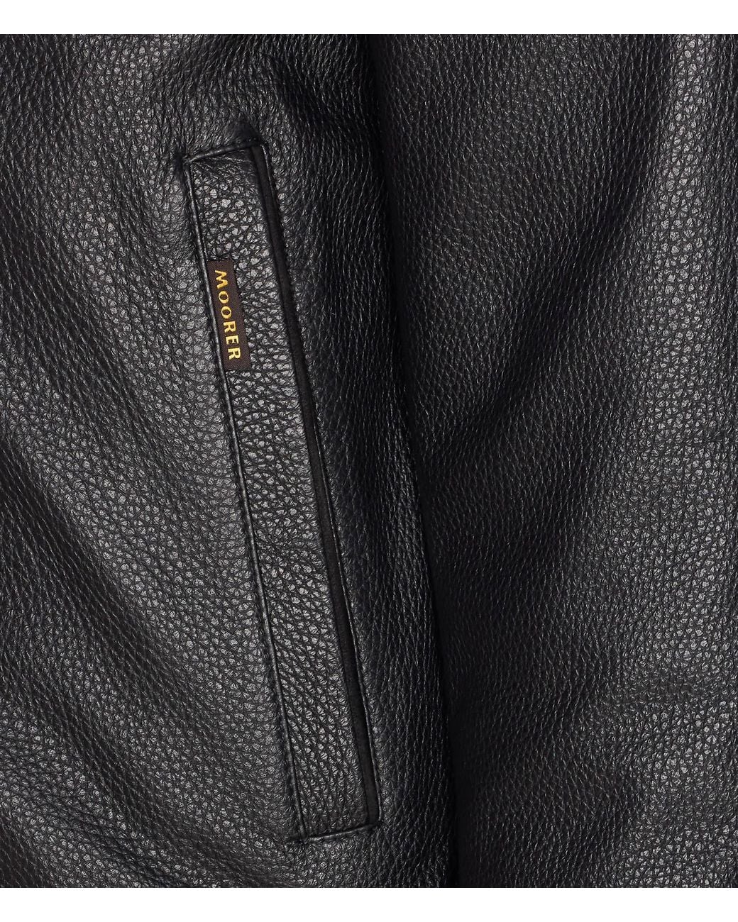 Moorer Black Cleros P1 Bomber Leather Jacket for men