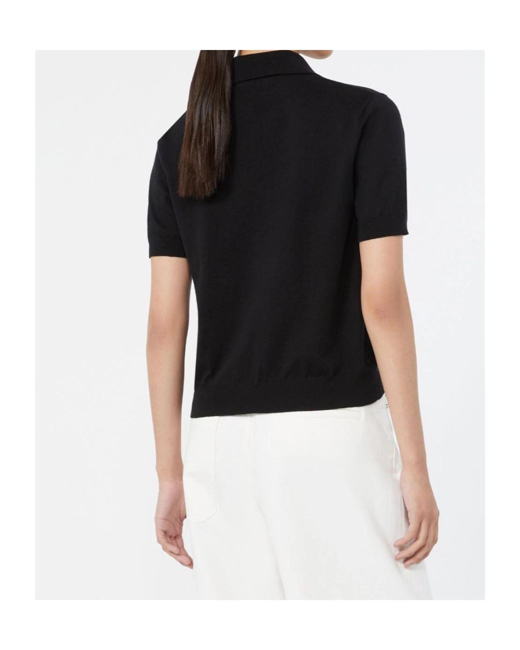 Max Mara Black Short-Sleeved Knit Polo Shirt