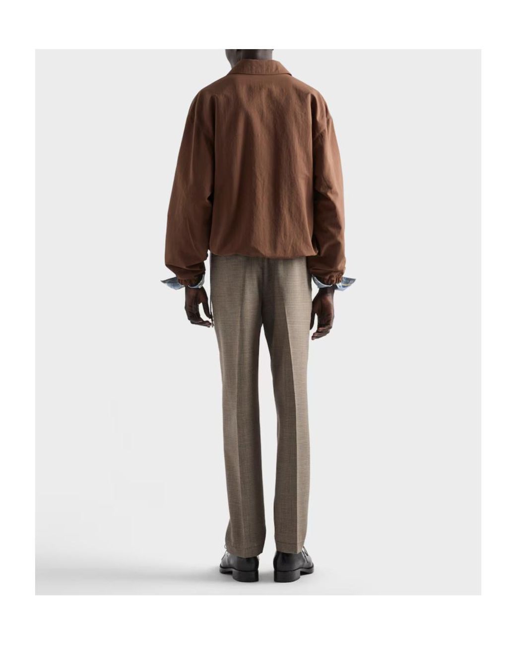 Prada Gray Checked Tailored Pants for men