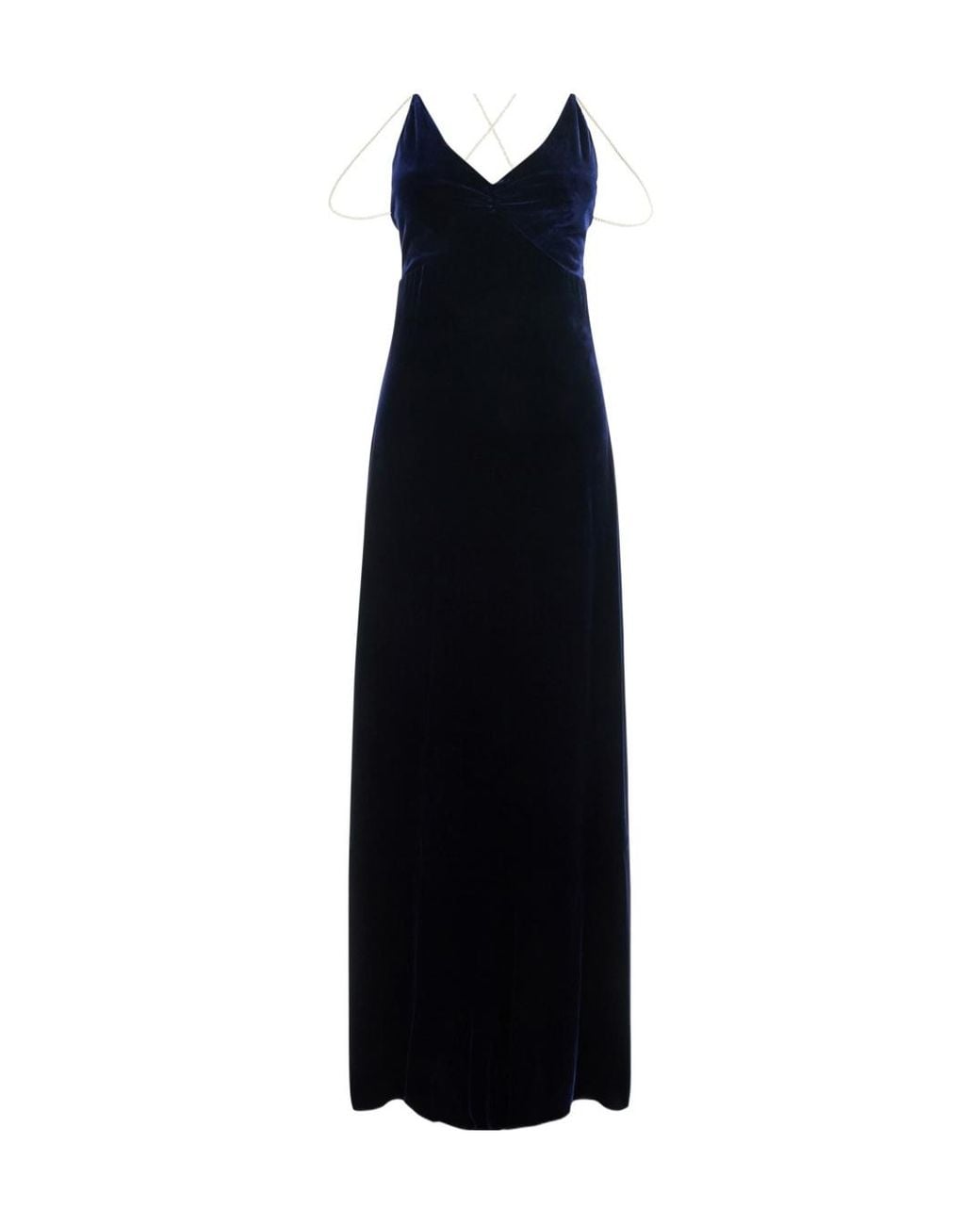 Forte_forte Black Beaded Strap Velvet Maxi Dress