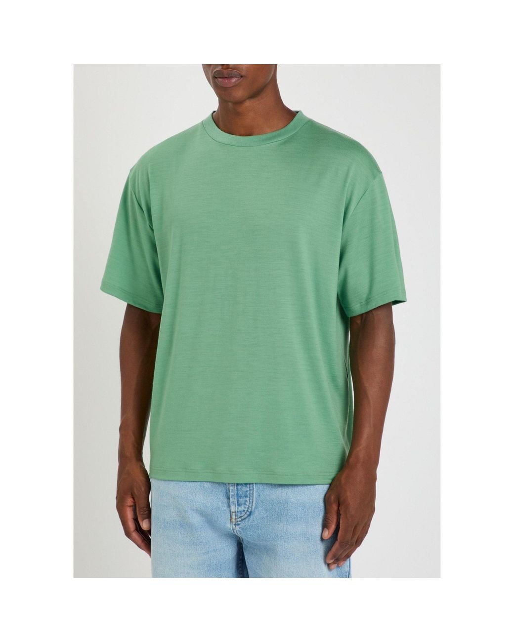 Studio Nicholson Green Wool Oversized-Fit T-Shirt for men