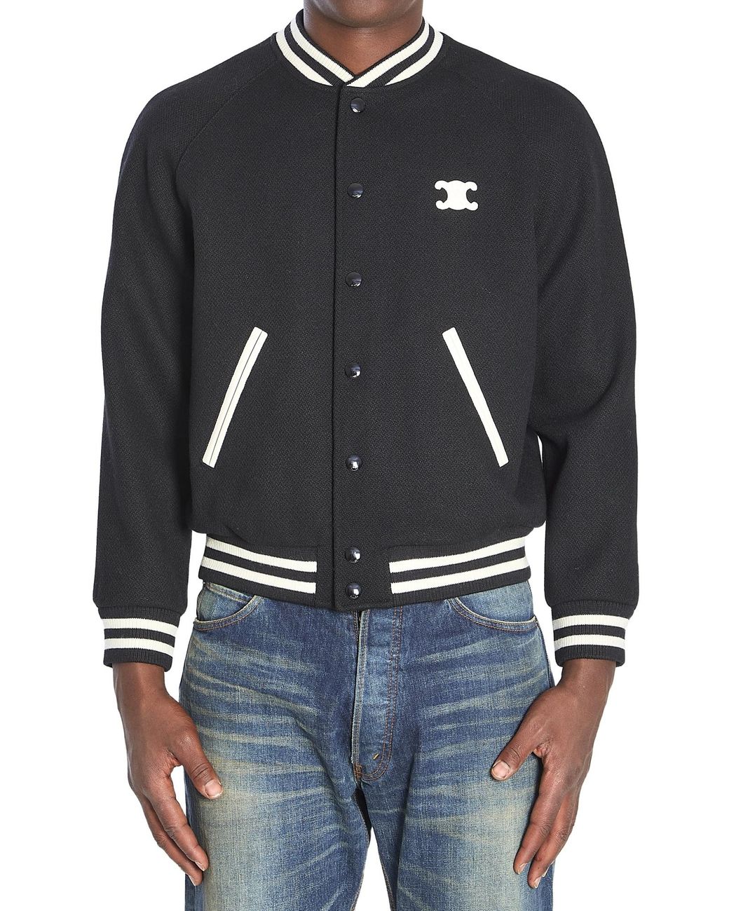 Céline Black Triomphe Teddy Lined Jacket for men