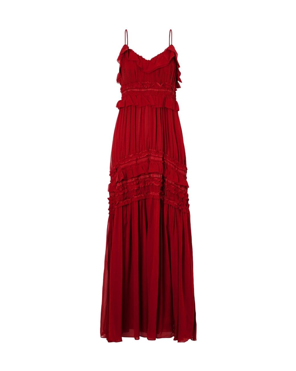 Ulla Johnson Red Lightweight Pleated Maxi Dress