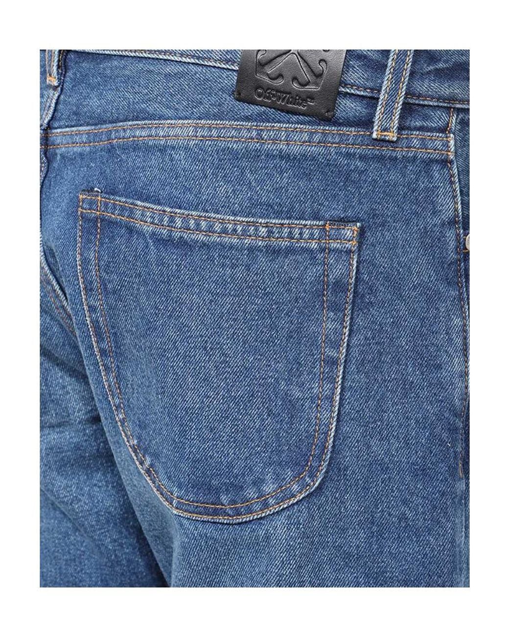 Off-White c/o Virgil Abloh Blue Logo Patch Straight Leg Jeans for men