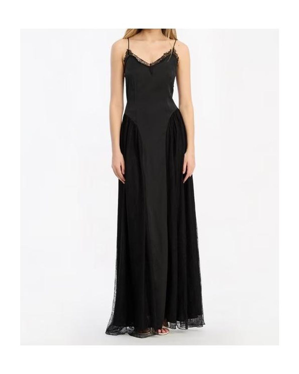 ROTATE BIRGER CHRISTENSEN Black Lacana Spaghetti Strap Dress