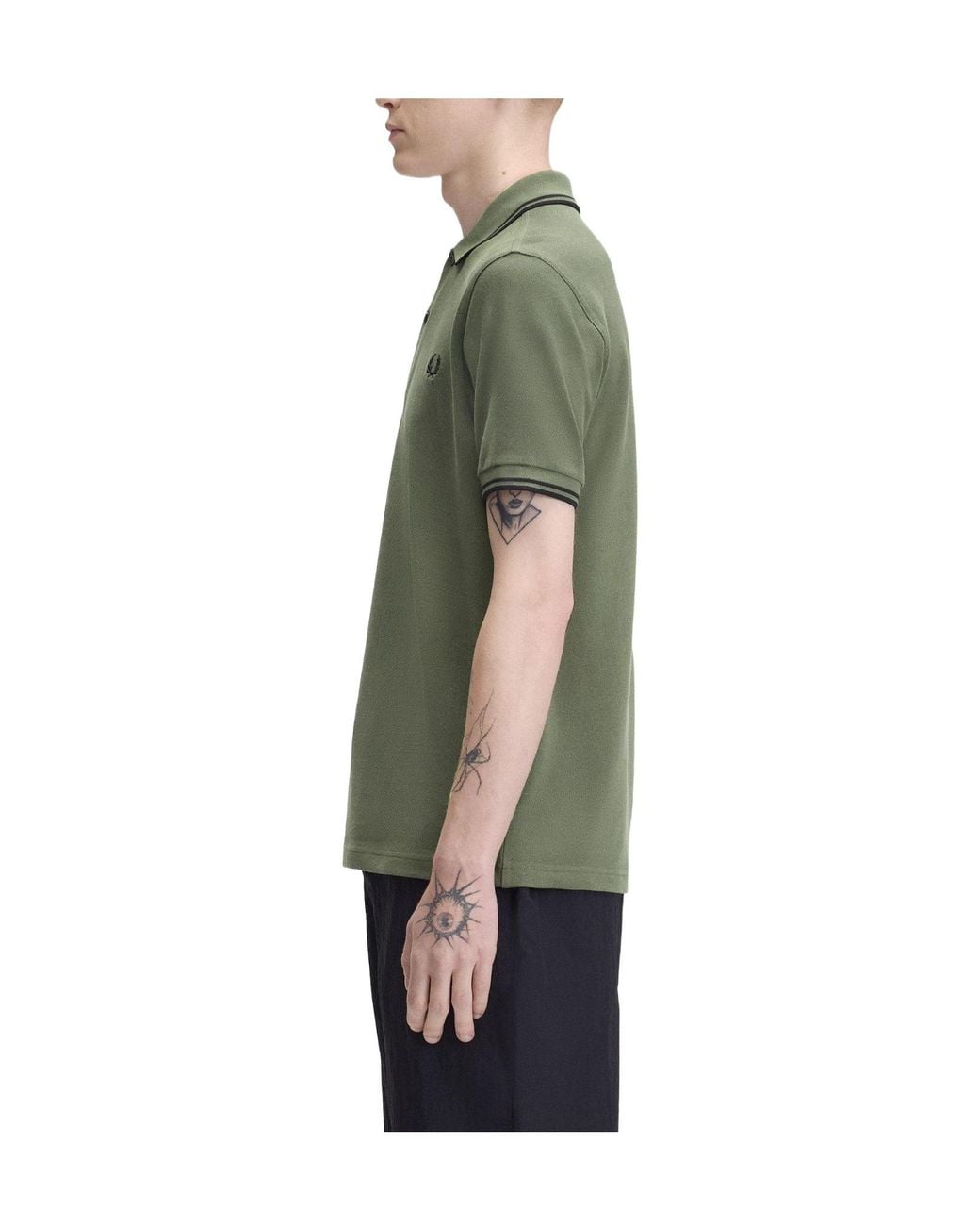 Fred Perry Green Solid Color Polo Shirt for men