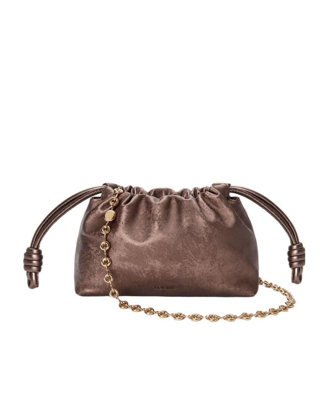 Loewe Brown Mini Flamenco Clutch Bag