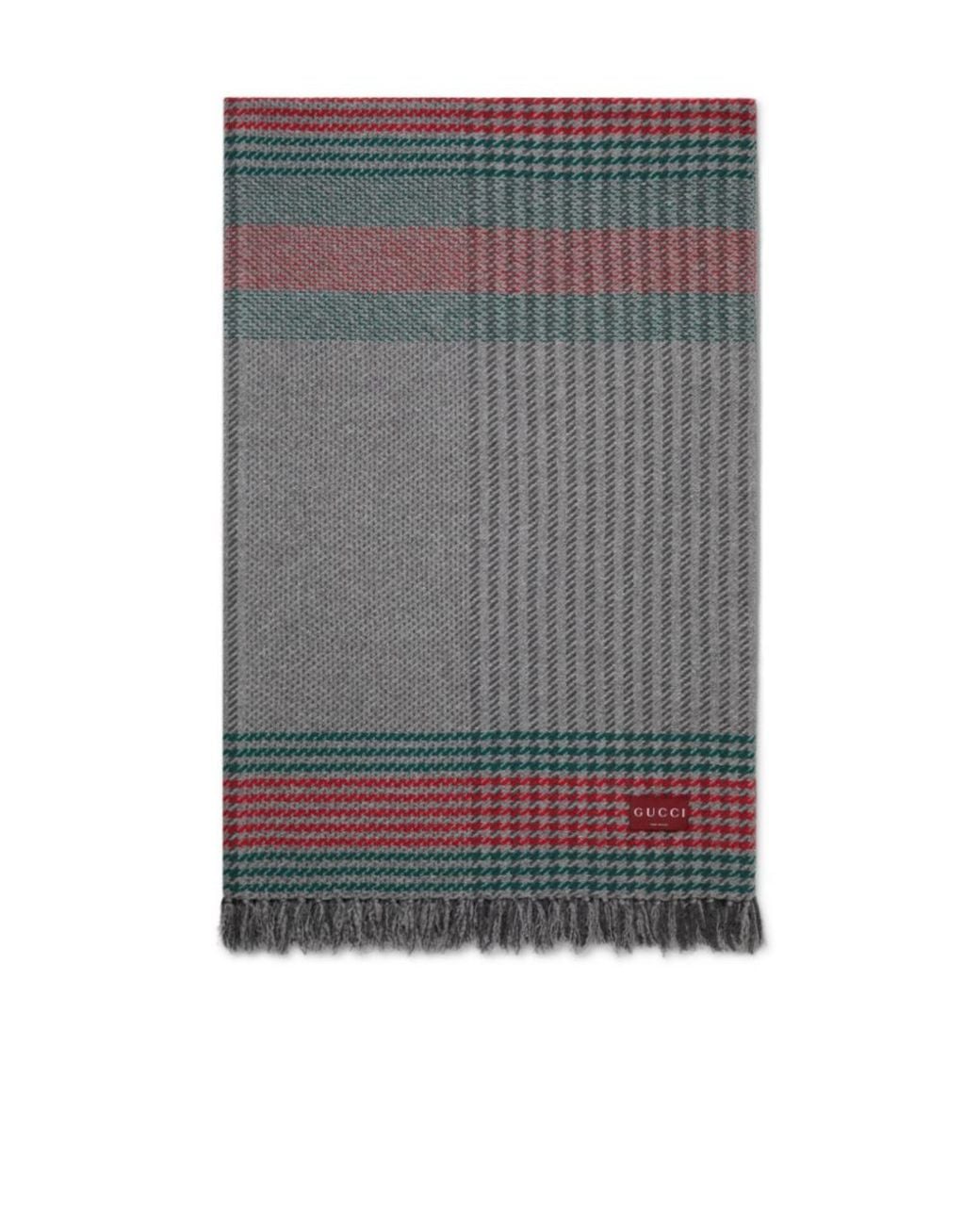 Gucci Gray Cashmere Jacquard Blanket With Web for men