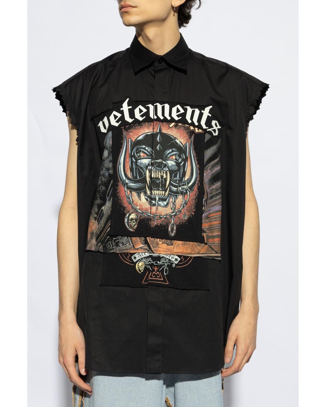 Vetements Black Oversize Sleeveless Shirt for men