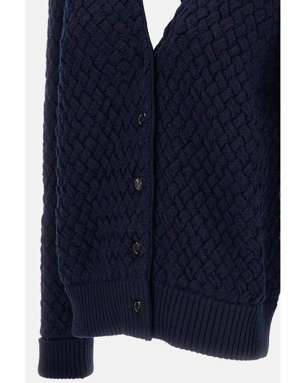 Bottega Veneta Blue Intrecciato Knit Cardigan