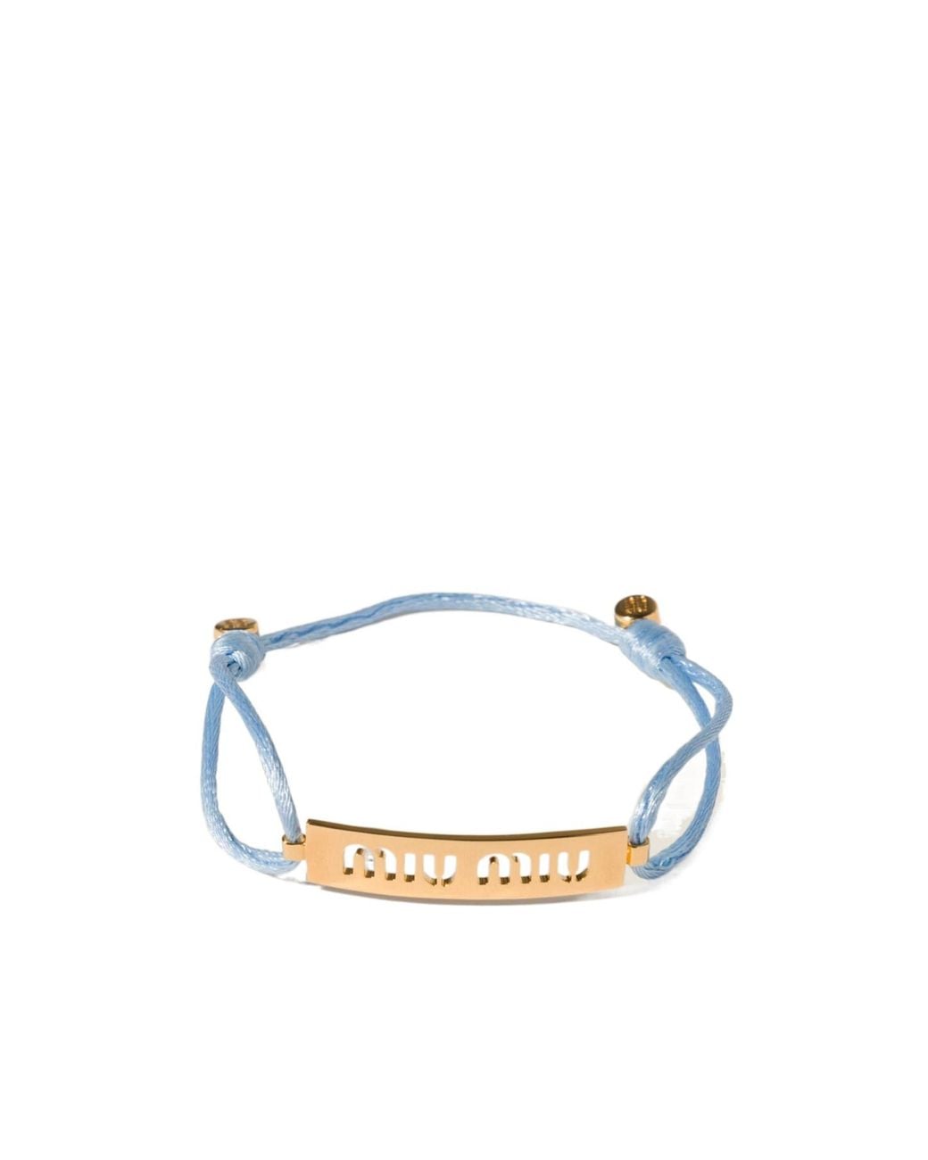 Miu Miu White Metal And Cord Bracelet