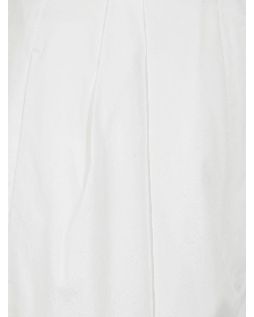 Sportmax White High-Waisted Cotton Trousers