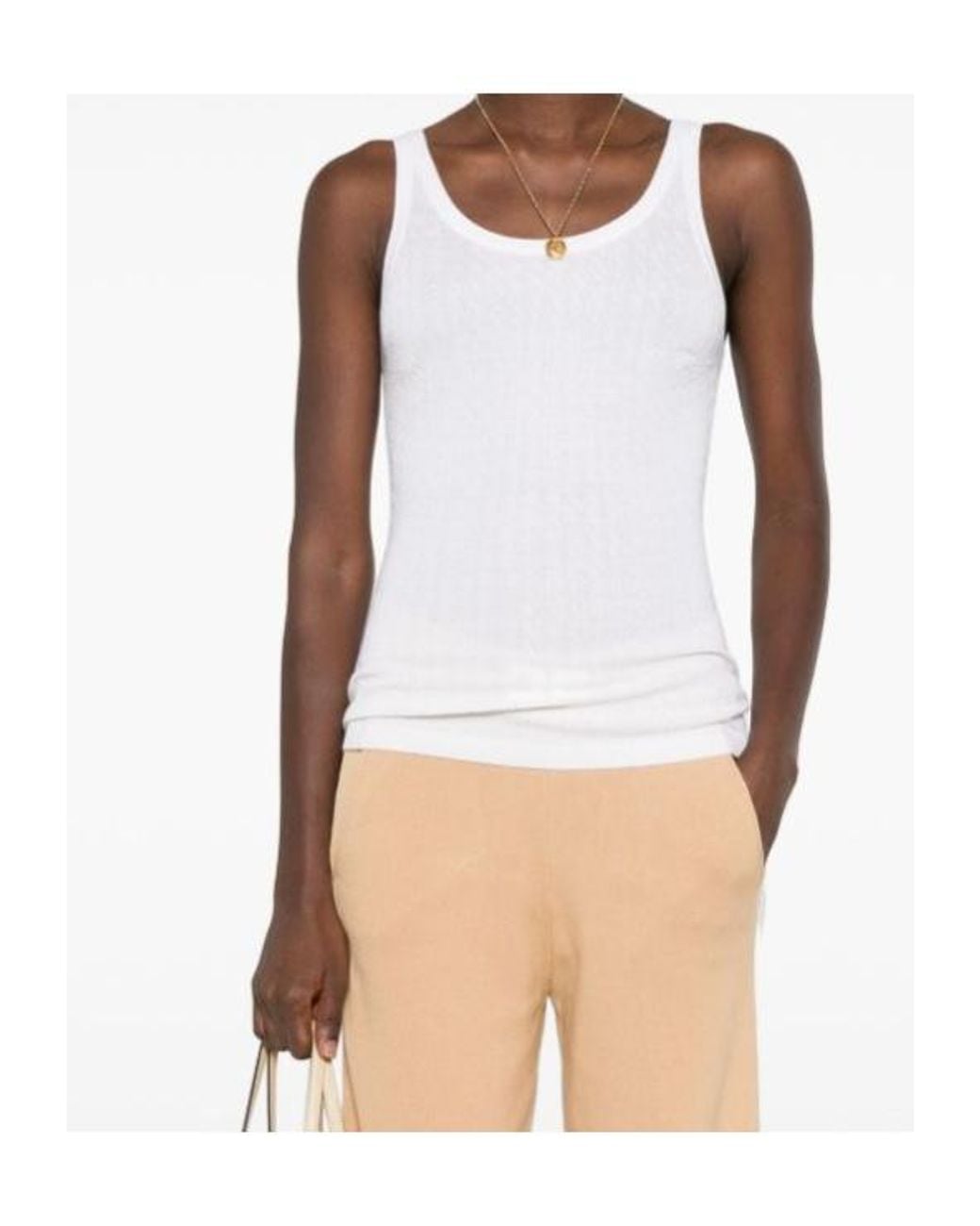 Elisabetta Franchi White Wool Blend Tank Top