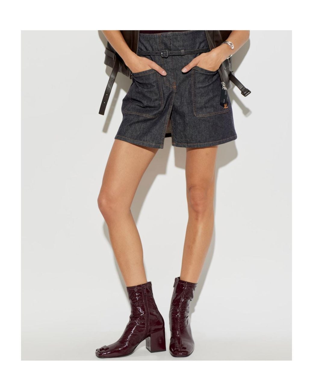 Courreges Brown Reedition Logo-Plaque Ankle Boots