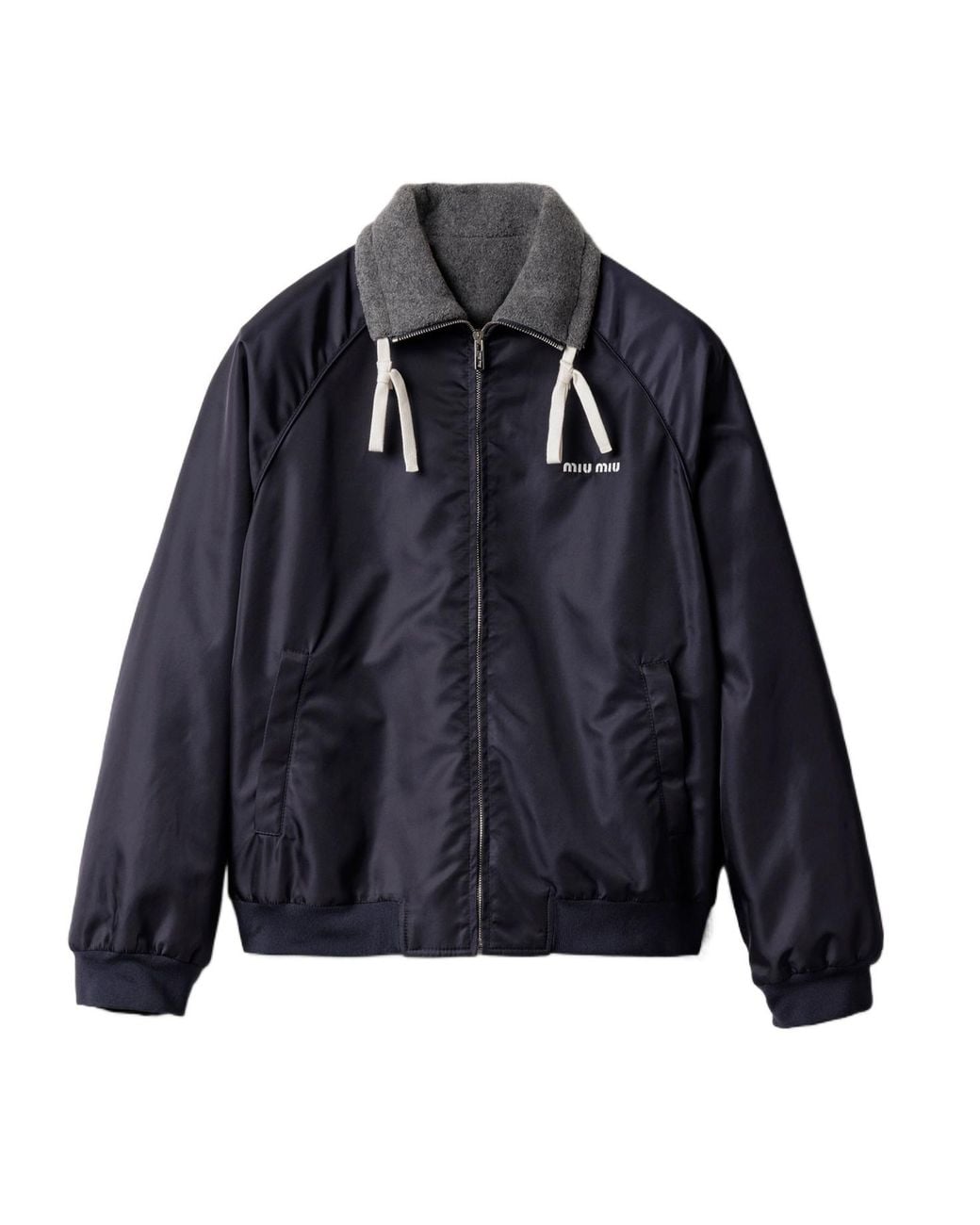 Miu Miu Blue Reversible Bomber Jacket