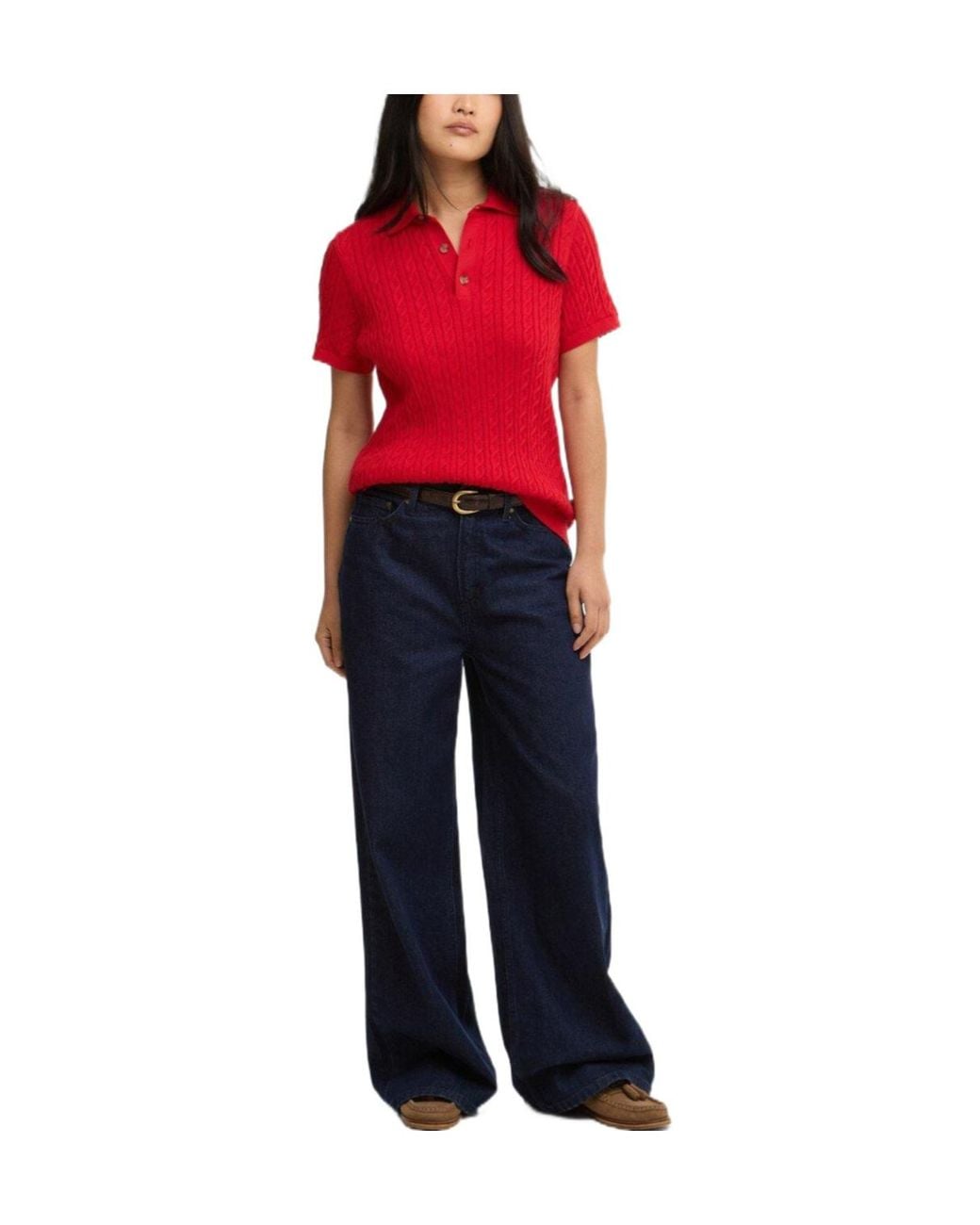 Barbour Red Short-Sleeve Sweater