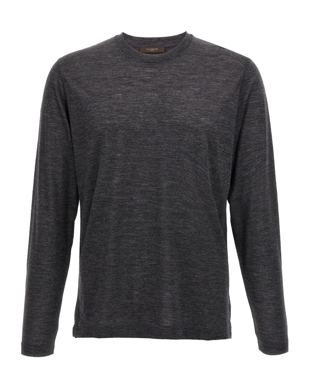 Zanone Gray Virgin Wool Long-Sleeve T-Shirt for men
