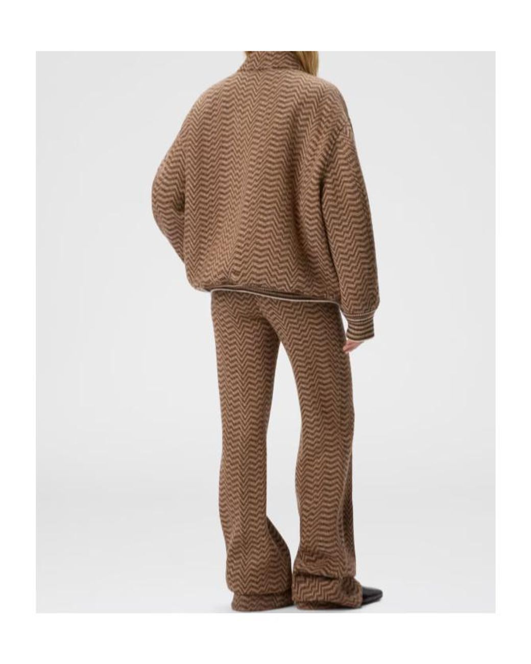 Missoni Brown Irregular Chevron Patterned Bomber Jacket