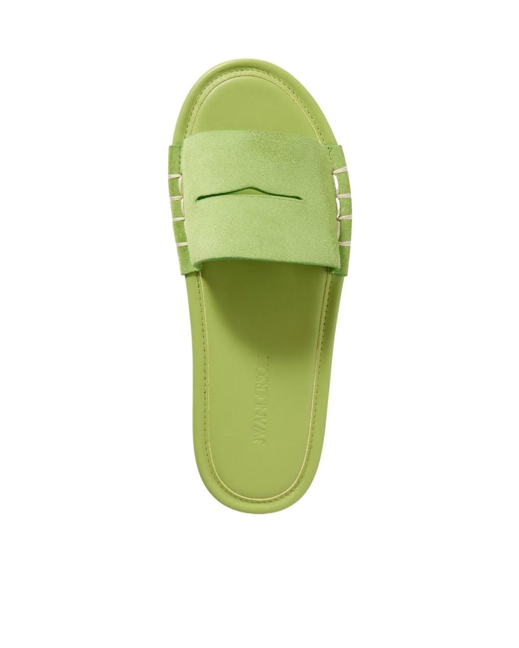 J.W. Anderson Green Whipstitched Suede Slides