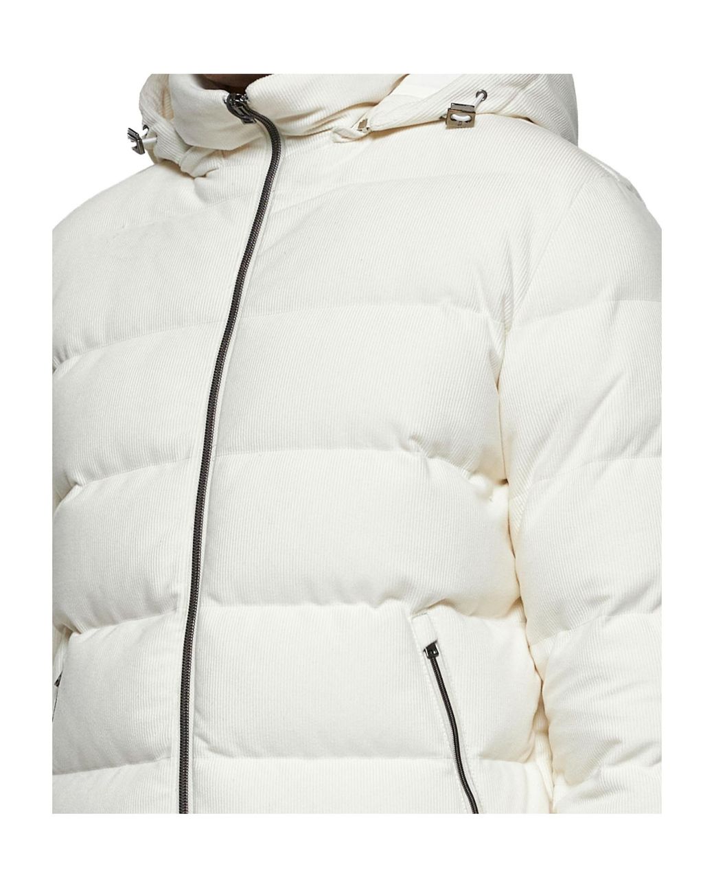 Herno Gray Zip-Up High Neck Corduroy Jacket for men