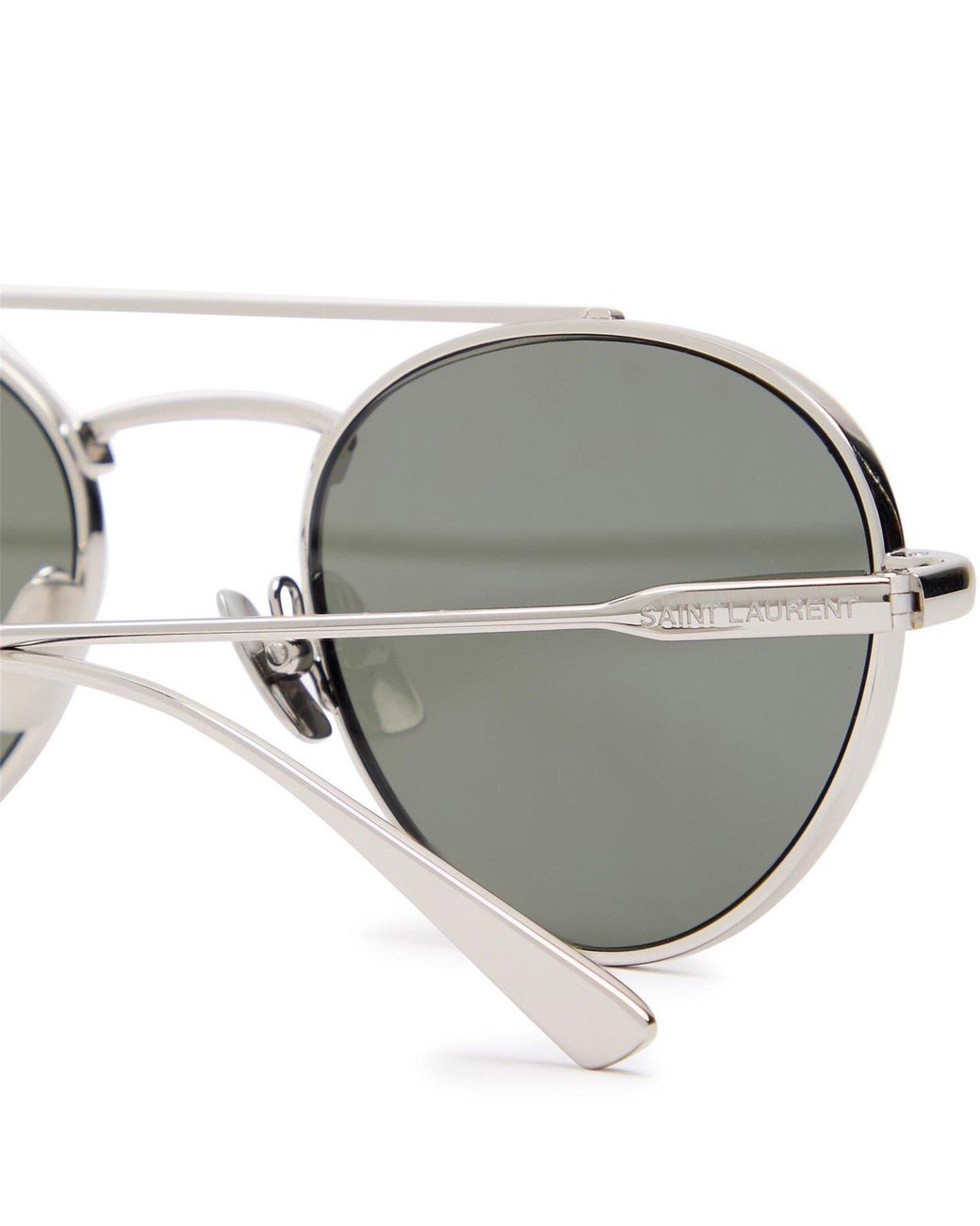 Saint Laurent White Pilot Sunglasses for men