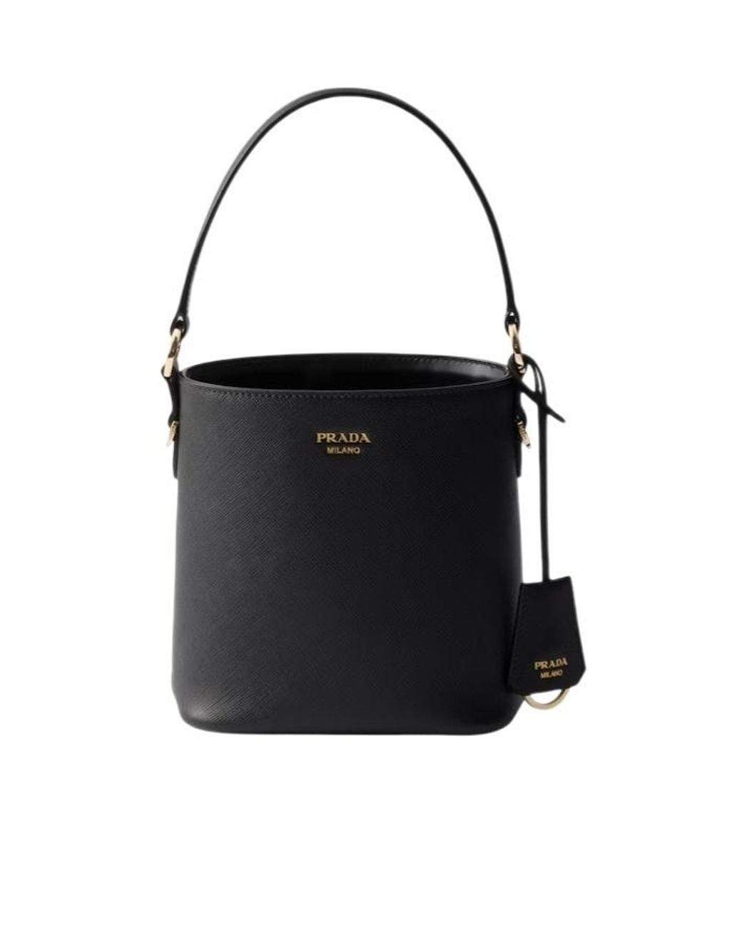 Prada Black Saffiano-Leather Mini Bucket Bag