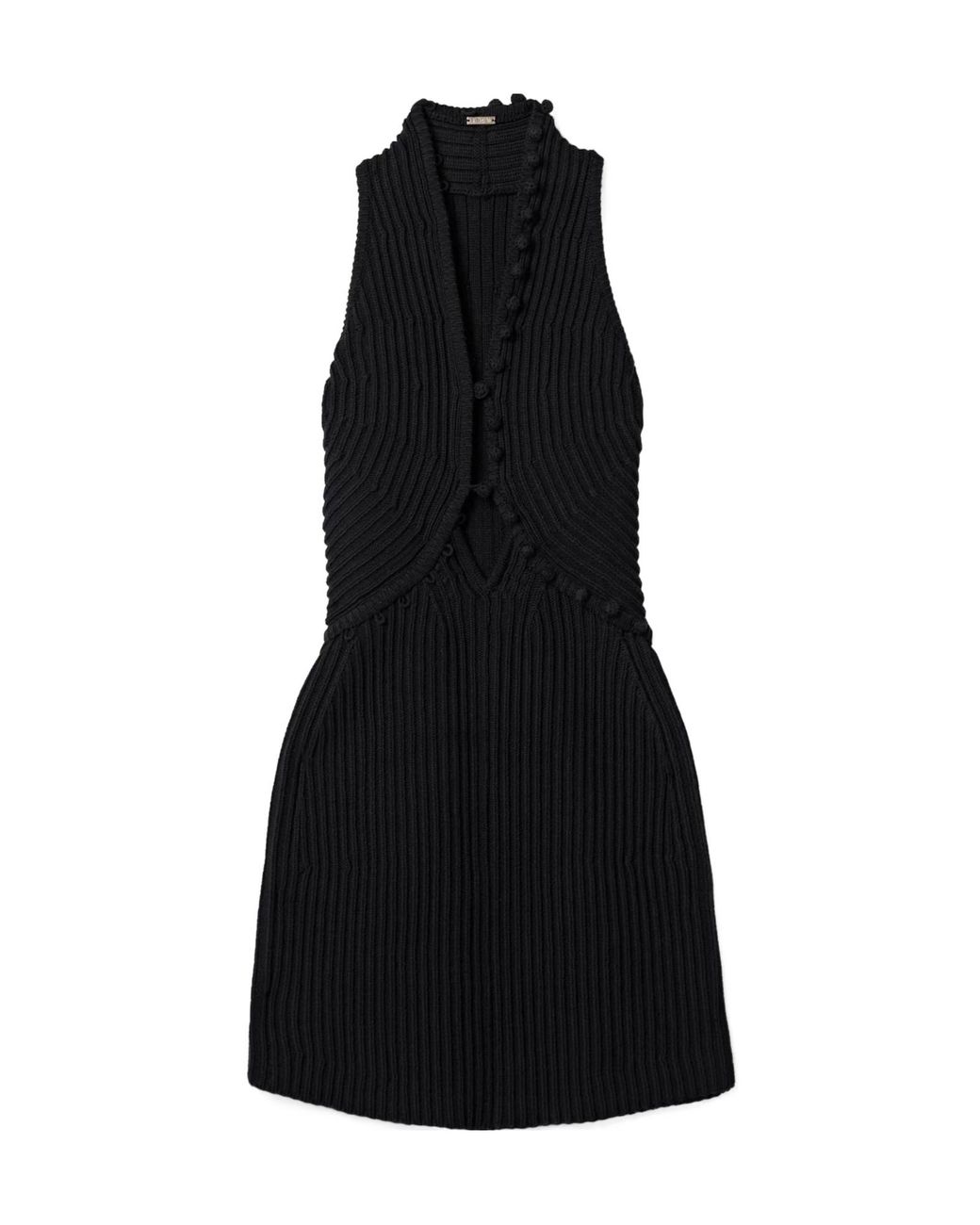 Cult Gaia Black Vivienne Openwork Ribbed Mini Dress