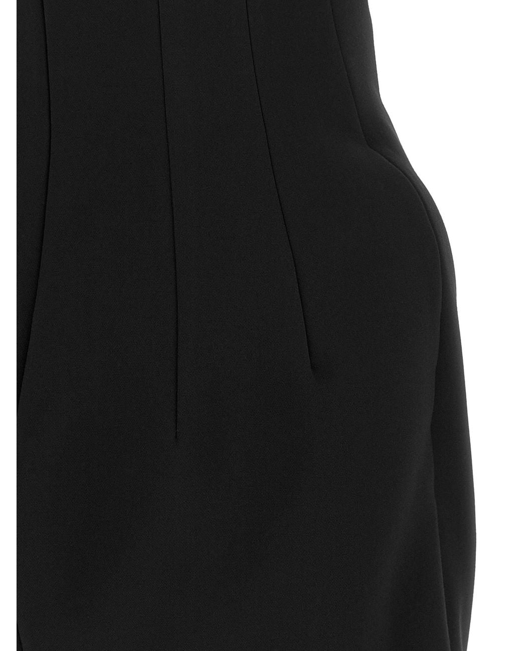 Elisabetta Franchi Black Double-Layered Crepe Crystal Mini Dress