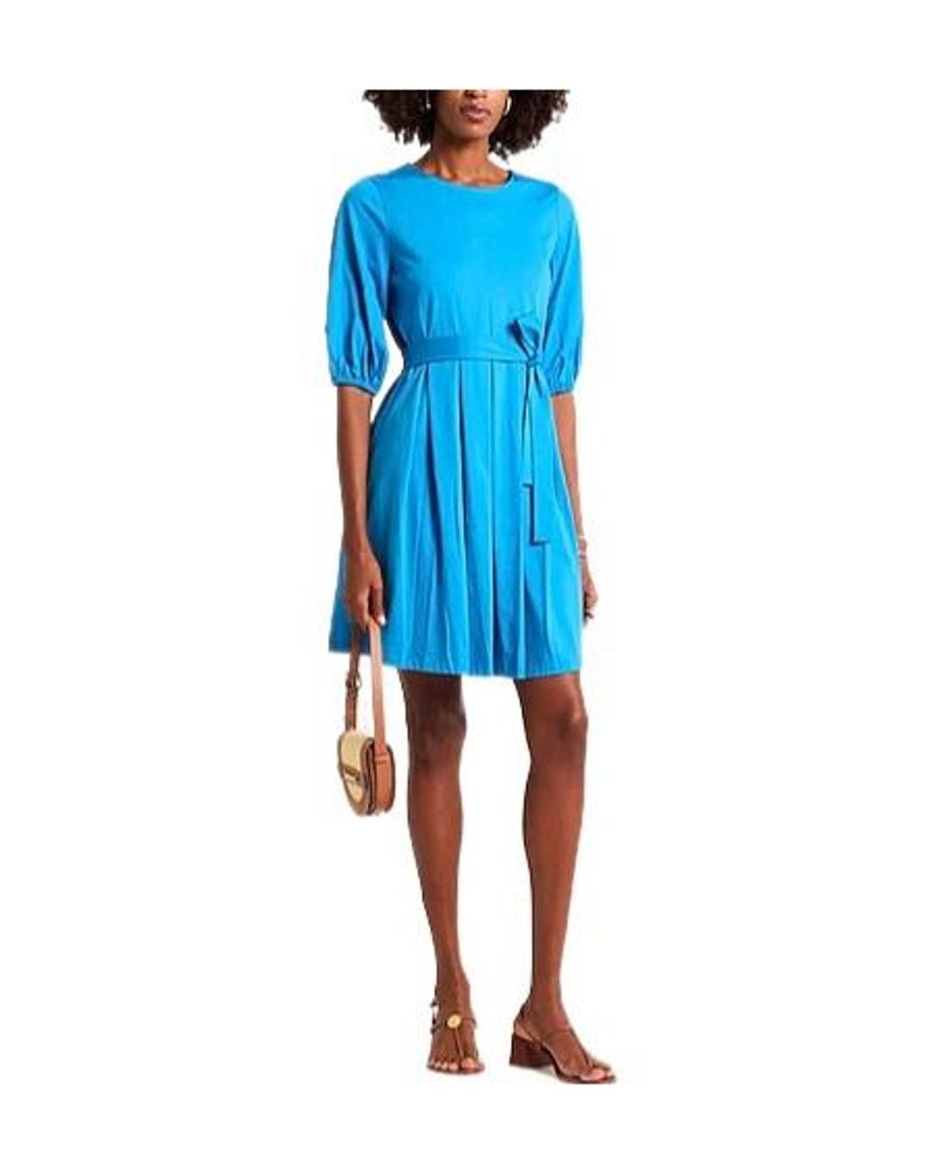 Weekend by Maxmara Blue Minimalist Ruched Dress
