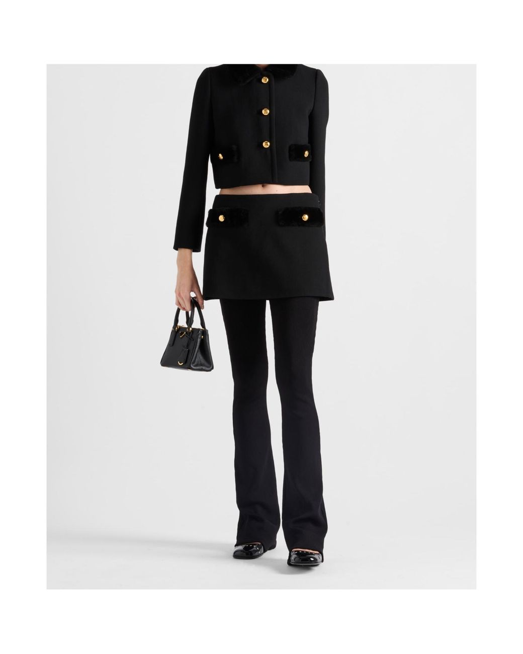 Prada Black Wool Natté Mini Skirt