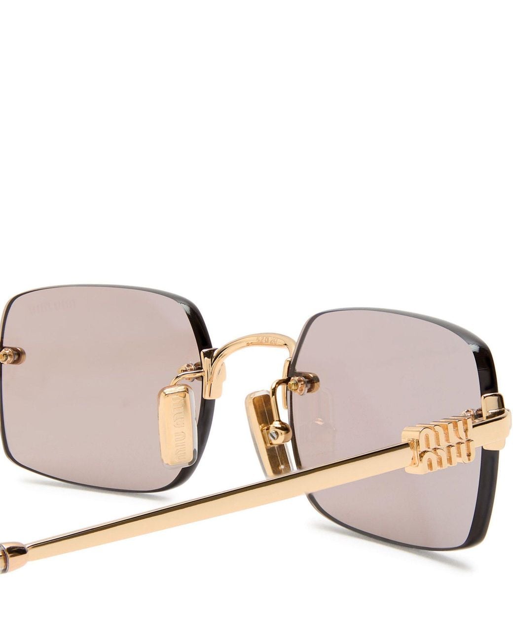Miu Miu Pink Frameless Rectangular Sunglasses