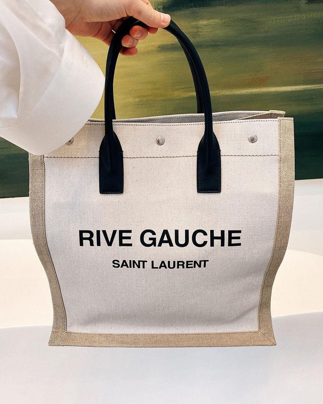 Saint Laurent Gray Logo-Print Tote Bag