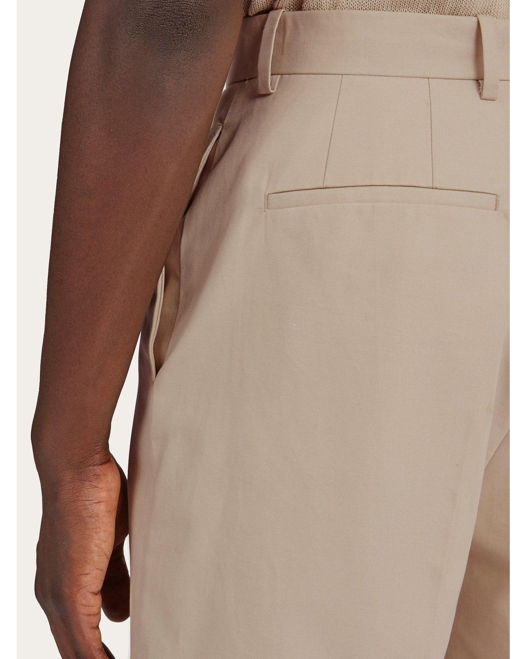 Ferragamo Natural Ferragamo Pressed-Crease Tailored Bermuda Shorts for men