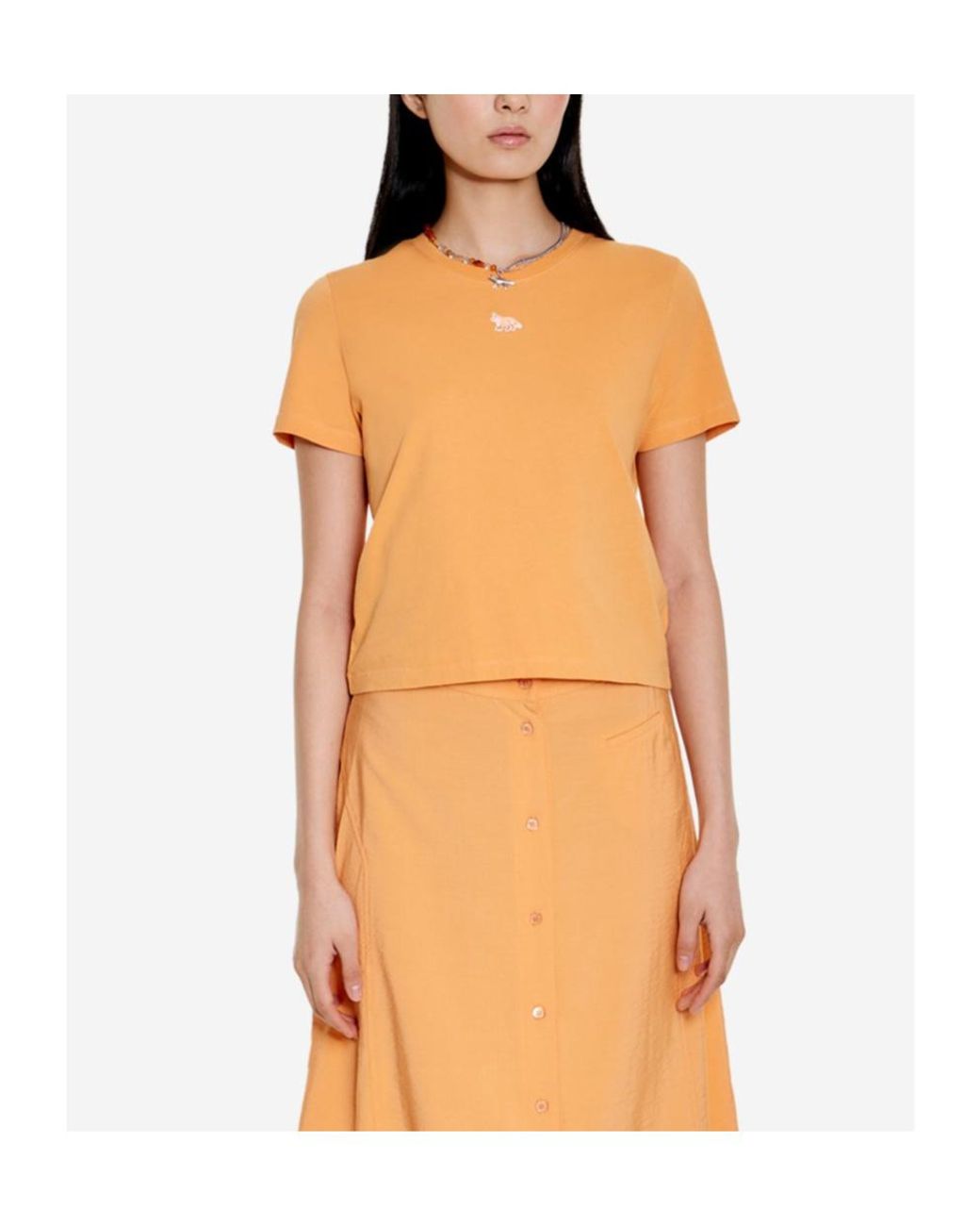 Maison Kitsuné Orange Maison Kitsuné Baby Fox Patch Crewneck T-Shirt