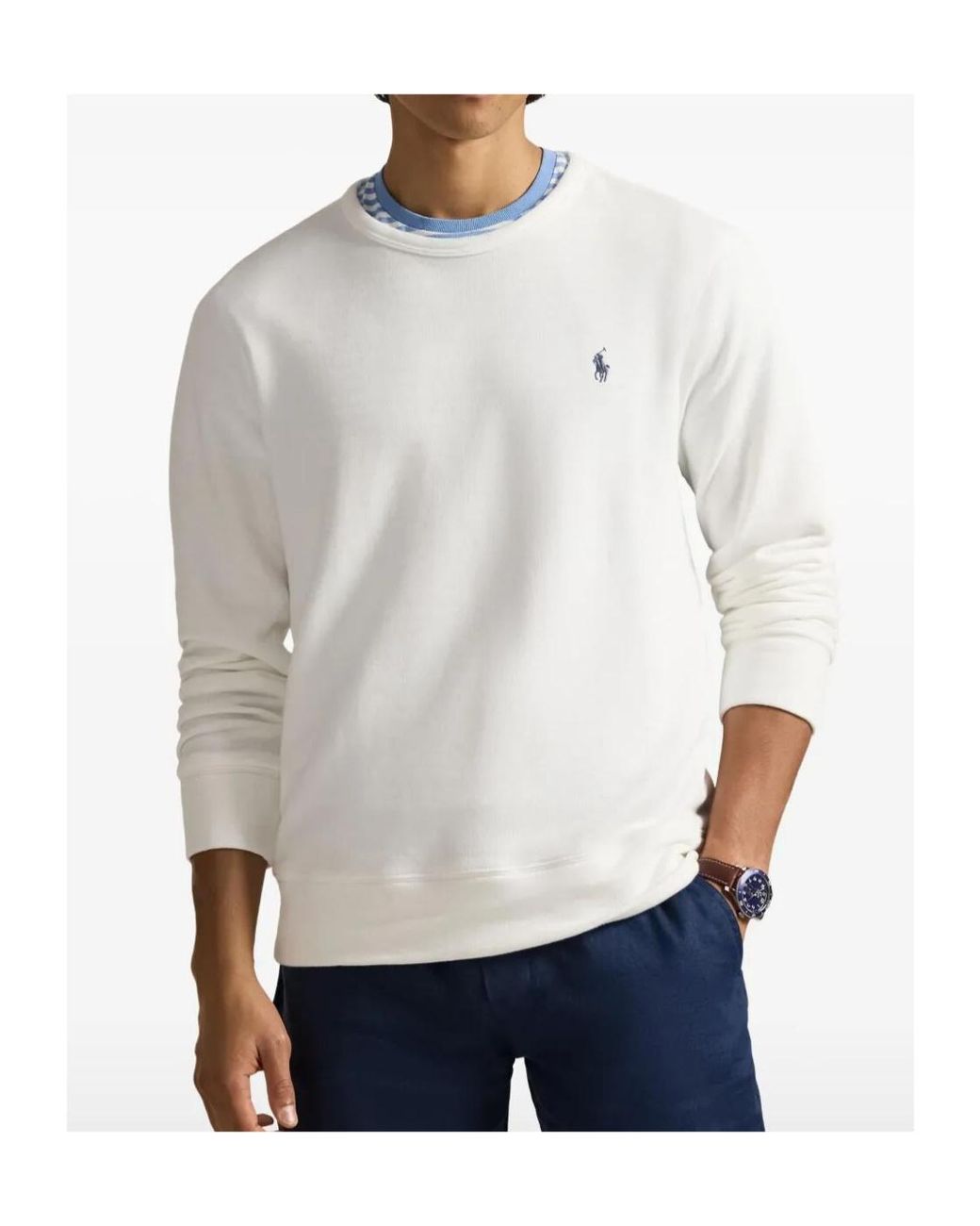 Polo Ralph Lauren White Logo Crewneck Sweatshirt for men