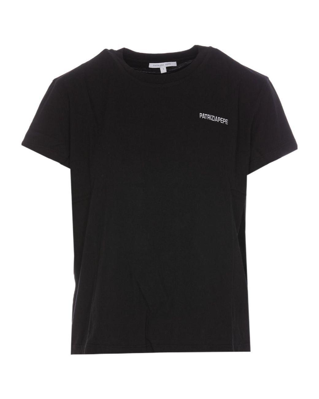 Patrizia Pepe Black Logo-Print Organic Cotton T-Shirt