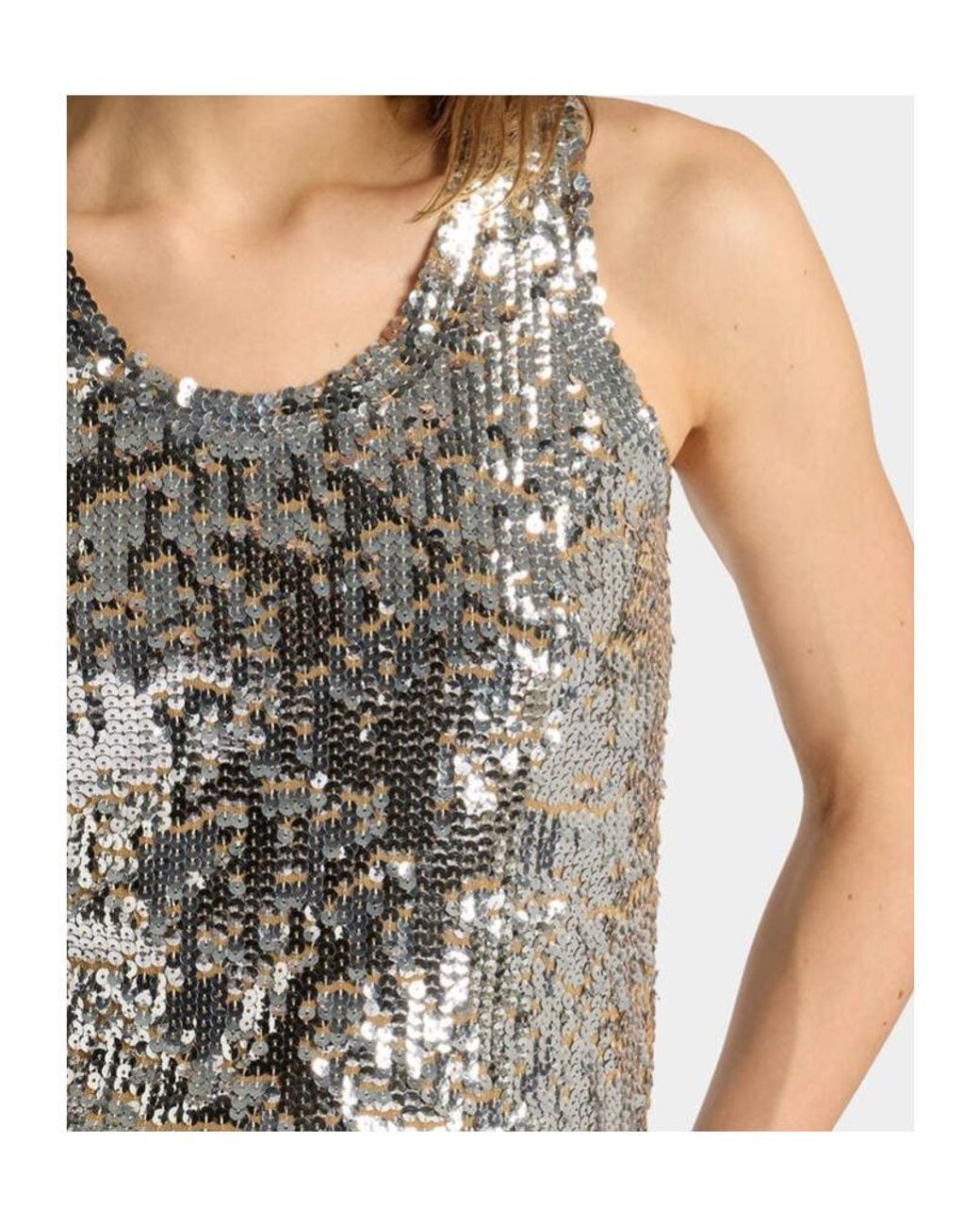 DSquared² Gray Chic Night All Over Paillettes Tank Top