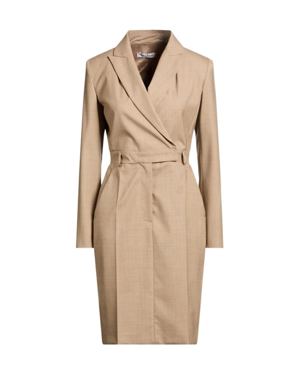 Max Mara Natural Solid-Color Long-Sleeve Blazer Dress