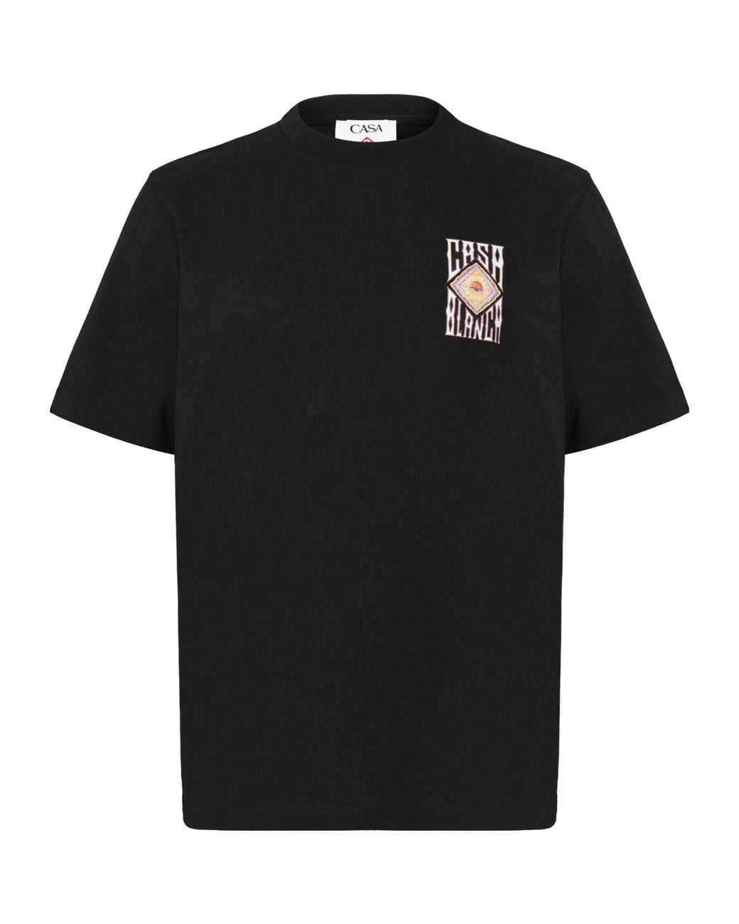 Casablanca Black Crew Neck Short Sleeve T Shirt for men