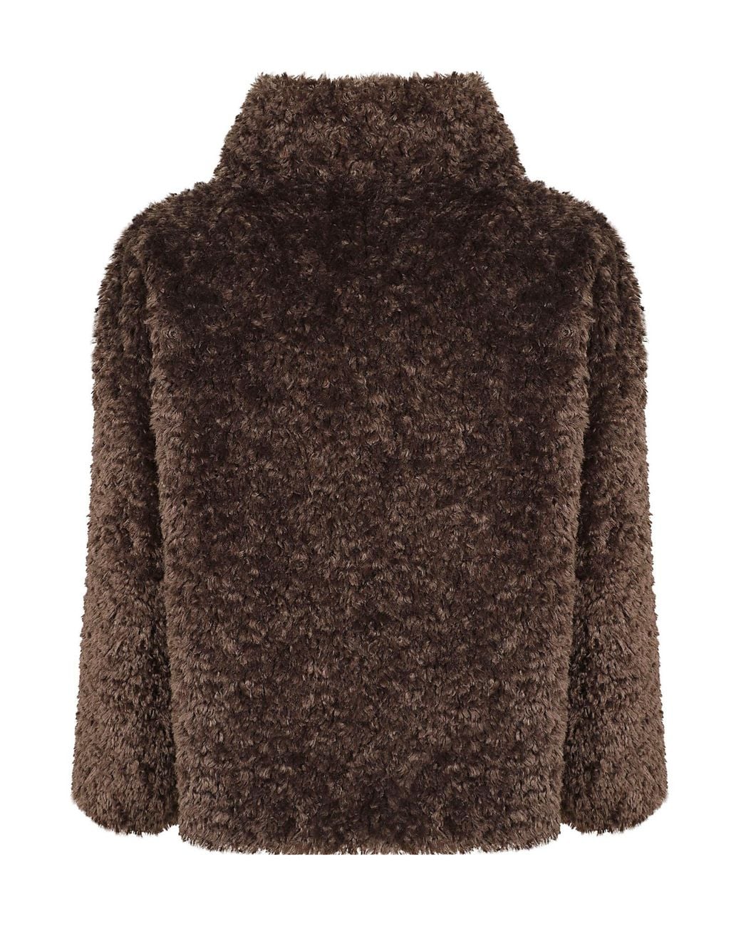 Herno Brown Faux Fur High Neck Coat