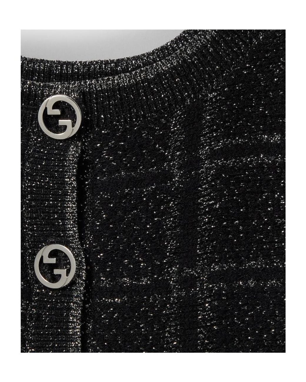 Gucci Black Lamé Check Jacquard Dress