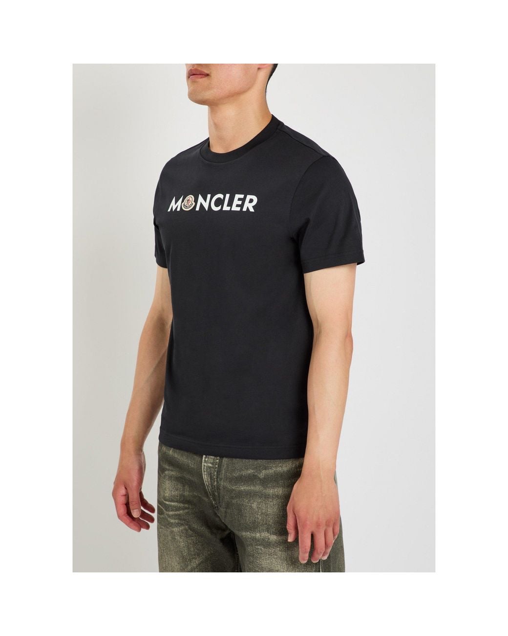 Moncler Black Cotton T-Shirt for men