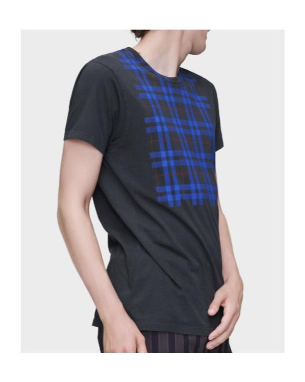 Maison Margiela Blue Checked Panel T-Shirt for men