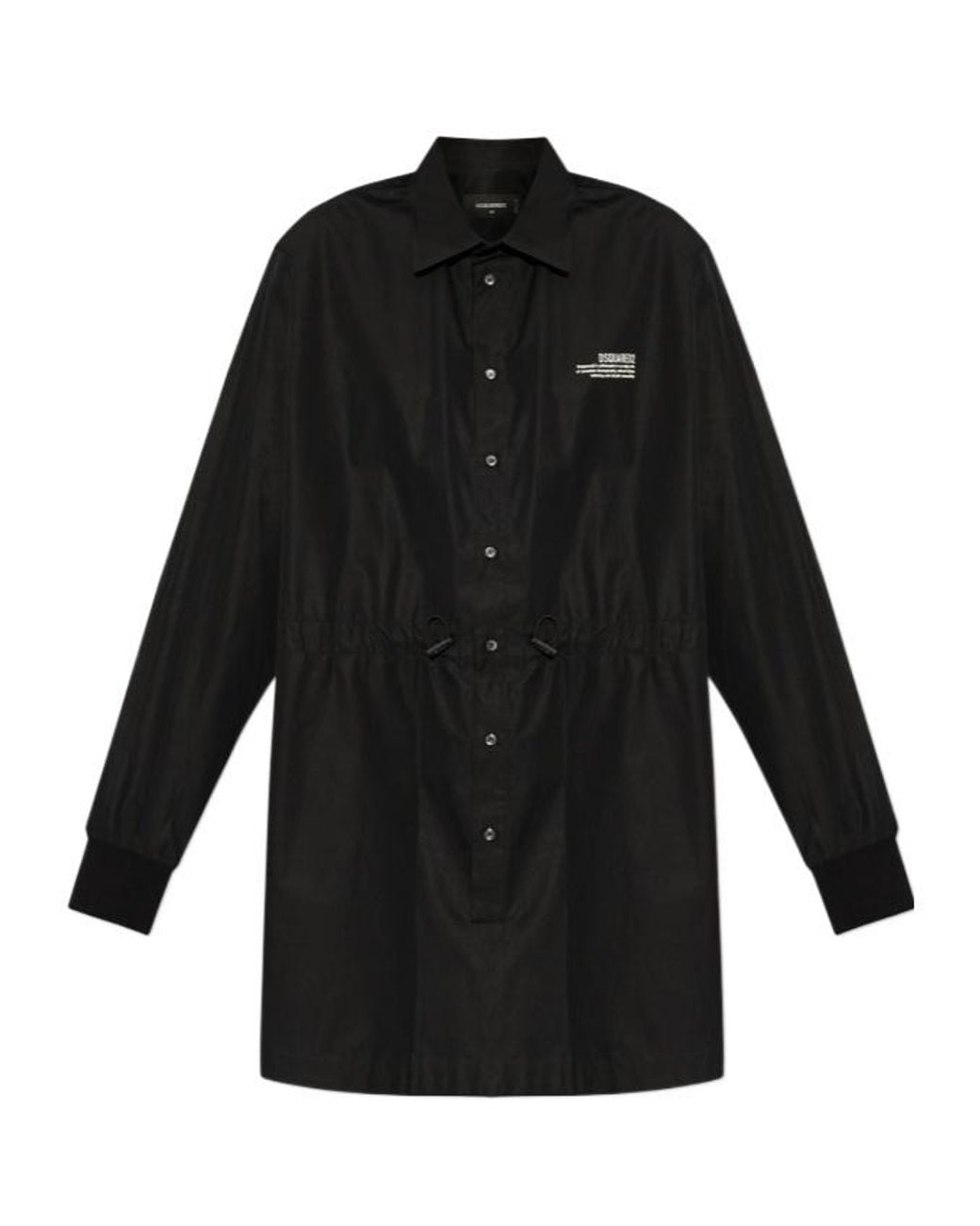 DSquared² Black Logo Printed Drawstring Waist Mini Shirt Dress