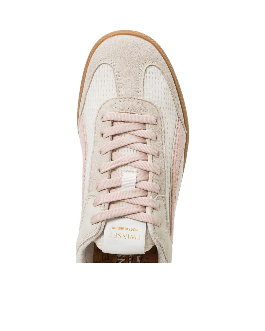 Twinset White Panelled Lace-Up Sneakers