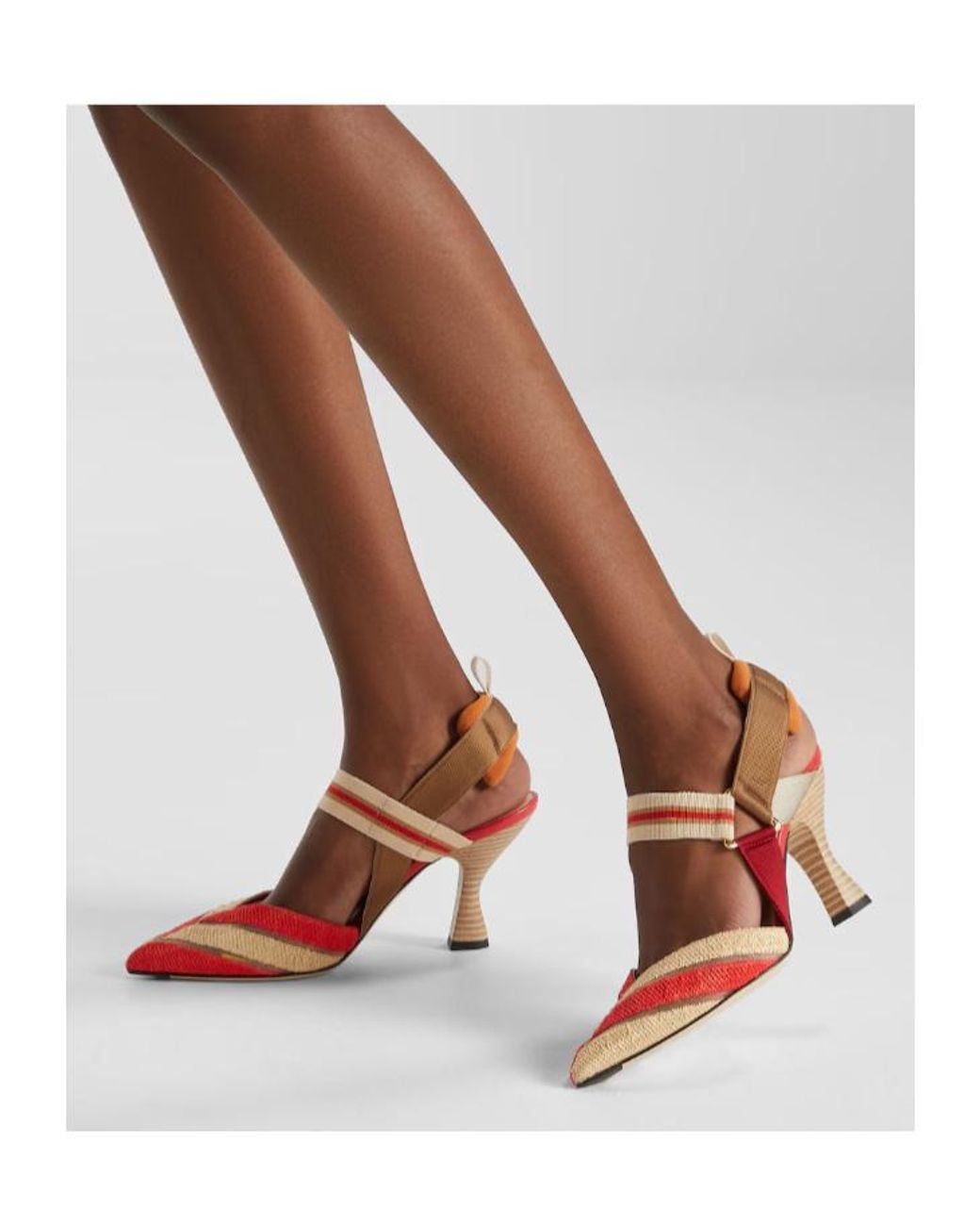 Fendi Pink Colibrì Chevron Slingback Pumps