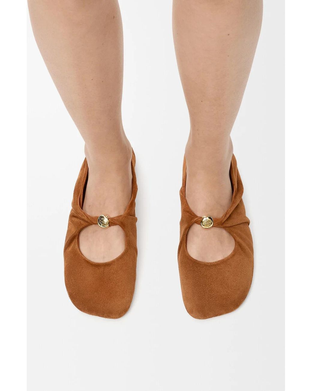Loewe Brown Pebble Soft Ballet Flats