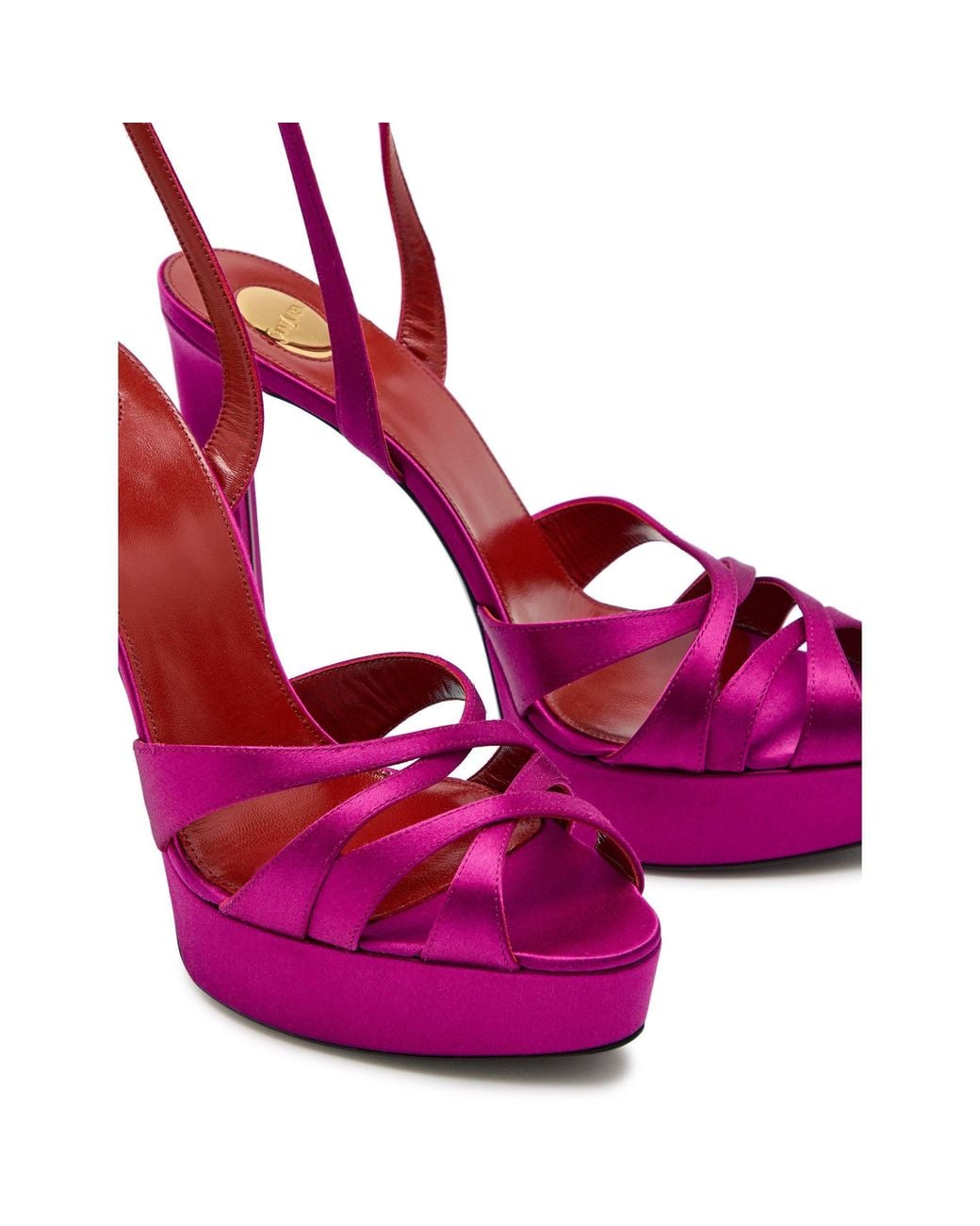 Saint Laurent Pink Satin Heeled Sandals