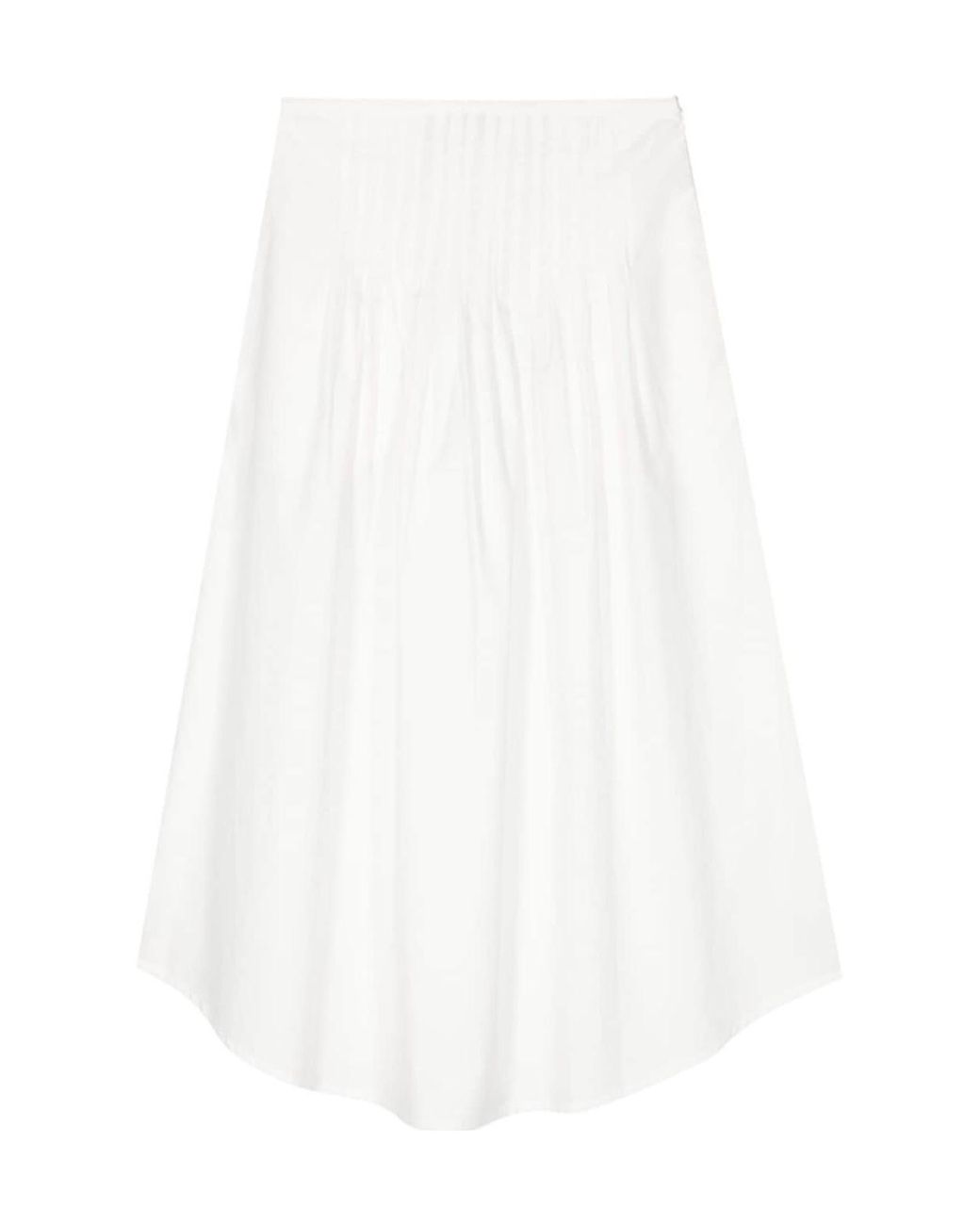 A.P.C. White Pleated Midi Skirt