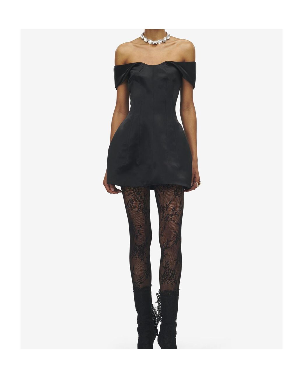 McQueen Black Off-The-Shoulder Mini Dress